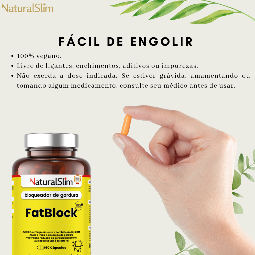 FatBlock 60 Cápsulas NaturalSlim - Poderoso bloqueador de gorduras