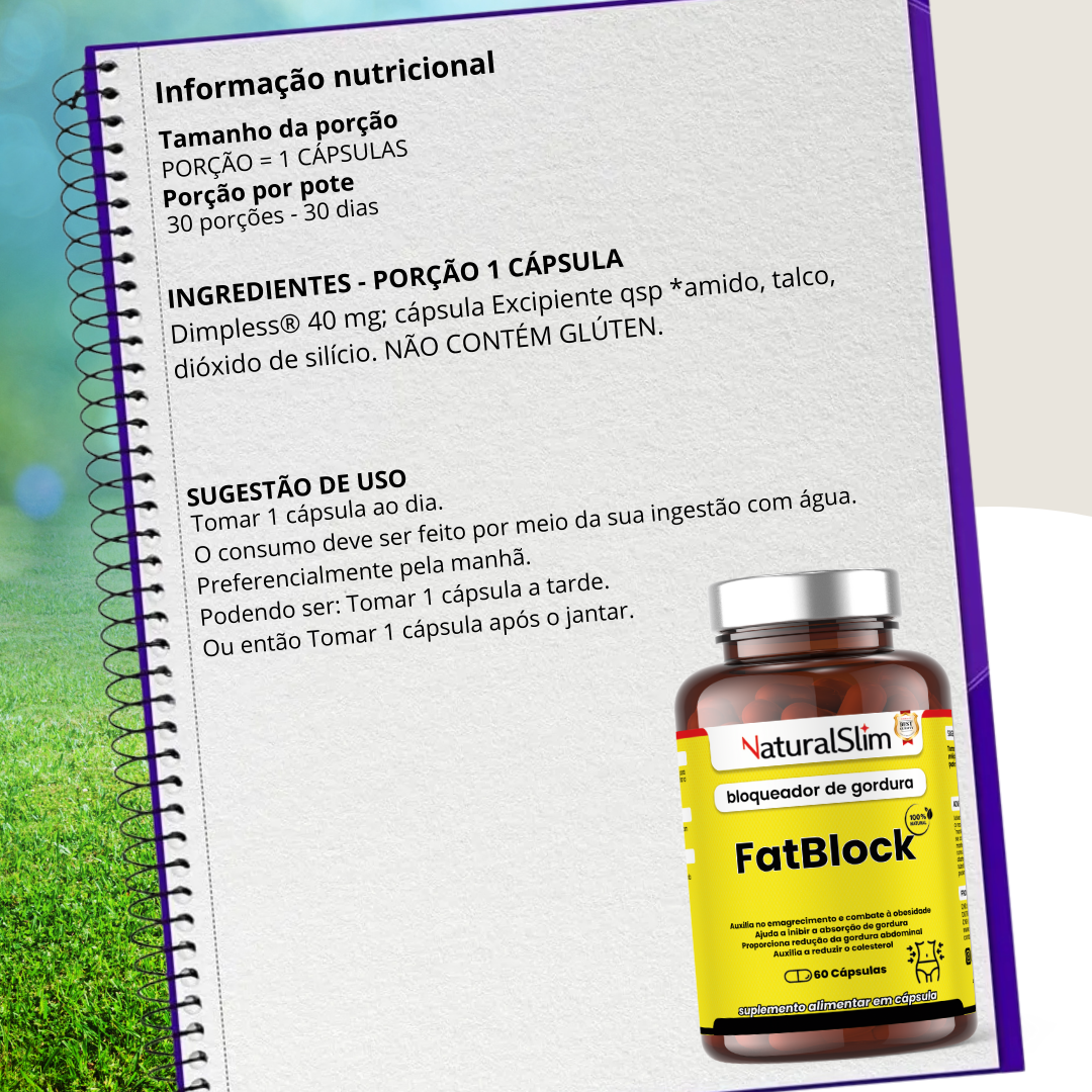 FatBlock 60 Cápsulas NaturalSlim - Poderoso bloqueador de gorduras