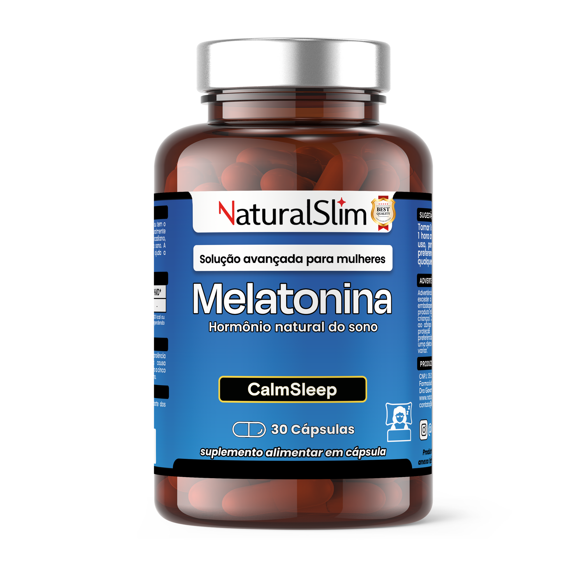 Melatonina 3mg CalmSleep NaturalSlim 30 Cápsulas