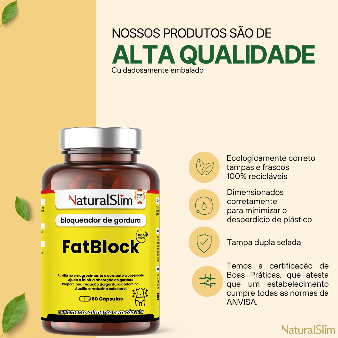 FatBlock 60 Cápsulas NaturalSlim - Poderoso bloqueador de gorduras