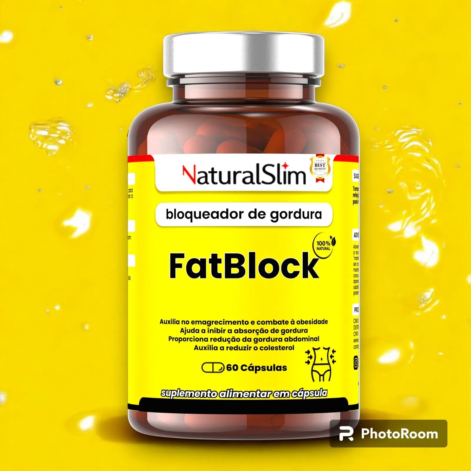 FatBlock 60 Cápsulas NaturalSlim - Poderoso bloqueador de gorduras